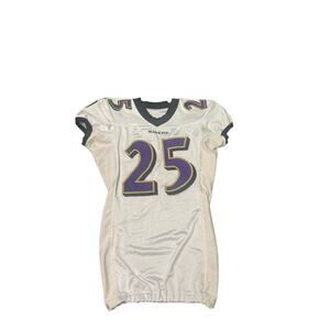 Game-Worn Baltimore Ravens #25 Brandon Carr White Jersey